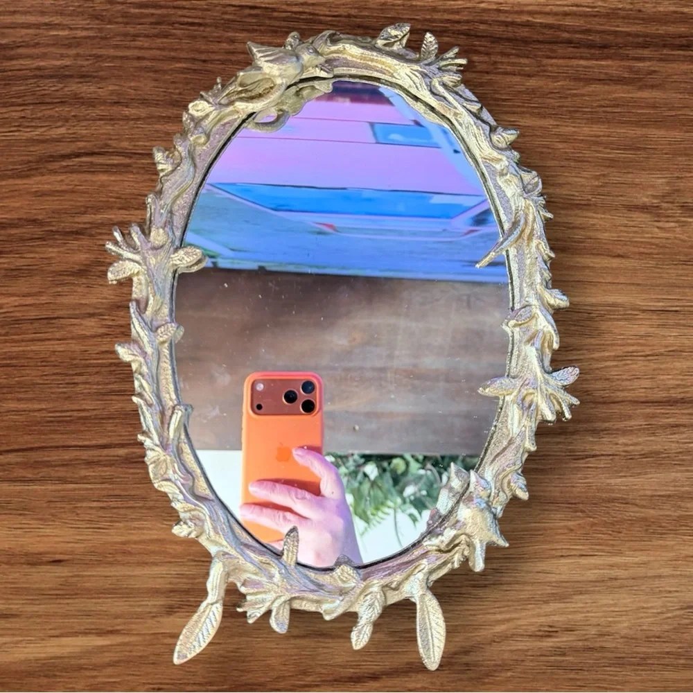 Ashland Ornate Gold Floral Oval Mirror Antique Gold Vintage Botanical Mirror